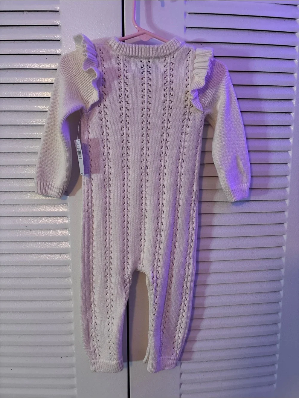 Old Navy Cream Knit Ruffle Baby One-Piece